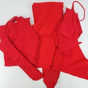 Lot Cut Strips & Larger Pieces approx Red Plush Fleece Fabric Christmas Crafting